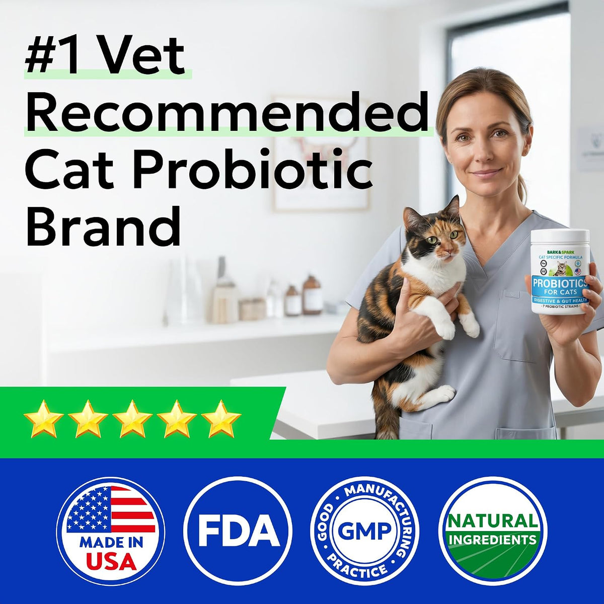 BARK&SPARK Cat Probiotic Powder, 108 Servings – Digestive Health Support