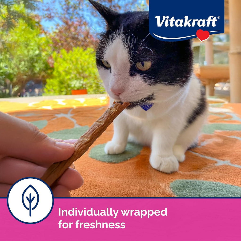 Vitakraft PurrSticks for Cats - Nutritious & Healthy Soft Cat Treats - Gently Oven Roasted Meat Sticks for Cats w/ 70% Meat - Easy-to-Serve Cat Chew Sticks (Salmon, 24 Pack)