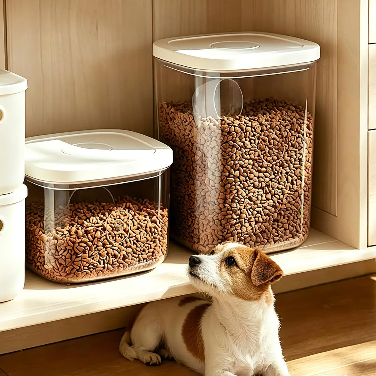 TBMax Dog Cat Food Storage Container 10 Lbs, Stackable Pet Food Dog Treat Container with Pop Up Lids, Airtight Food Storage Bin for Kitchen Organization