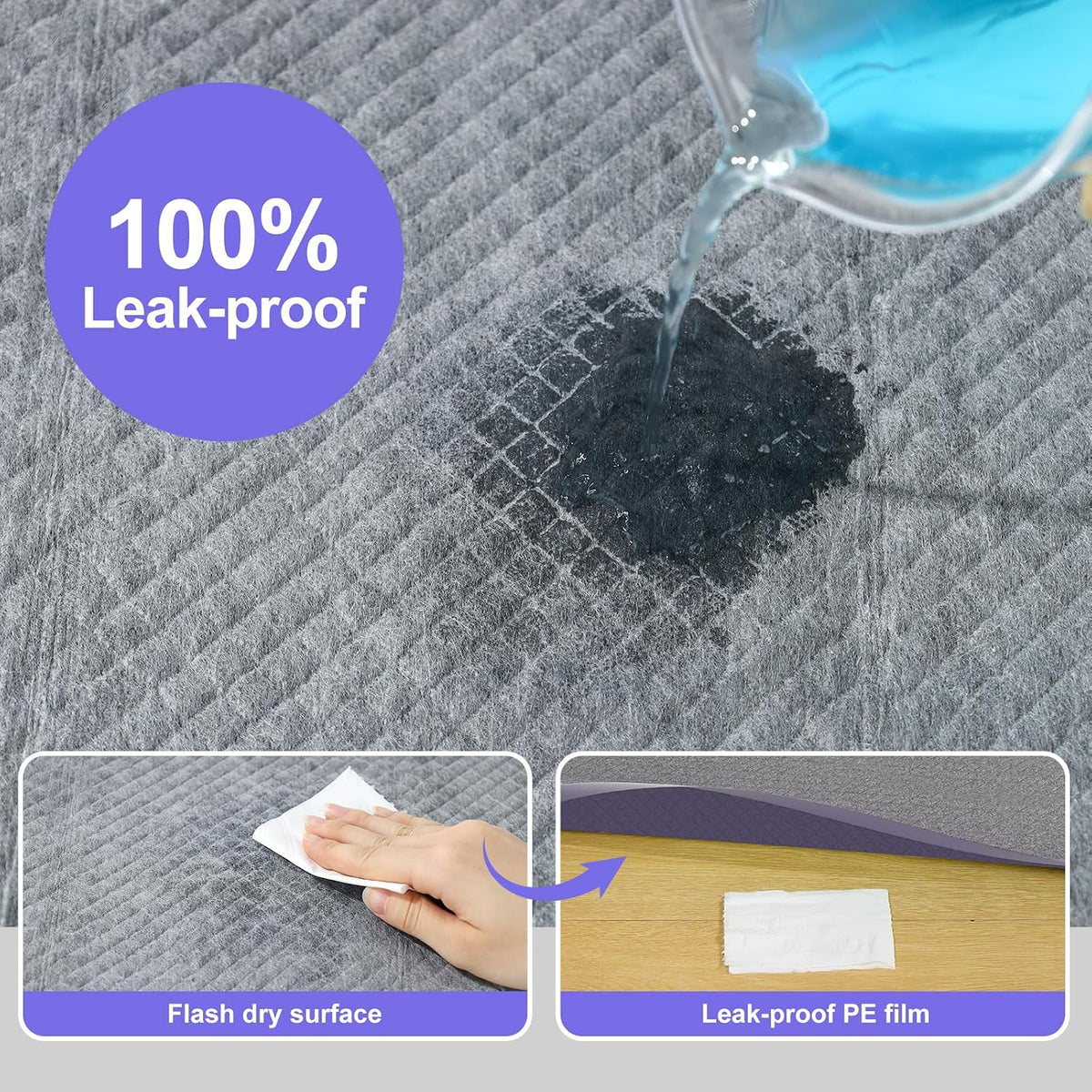 Cat Pad Refills for Litter Box, 16.9"x11.4" Odor Control Cat Pee Pads with Activated Carbon for Breeze Litter System(50Counts/Purple)