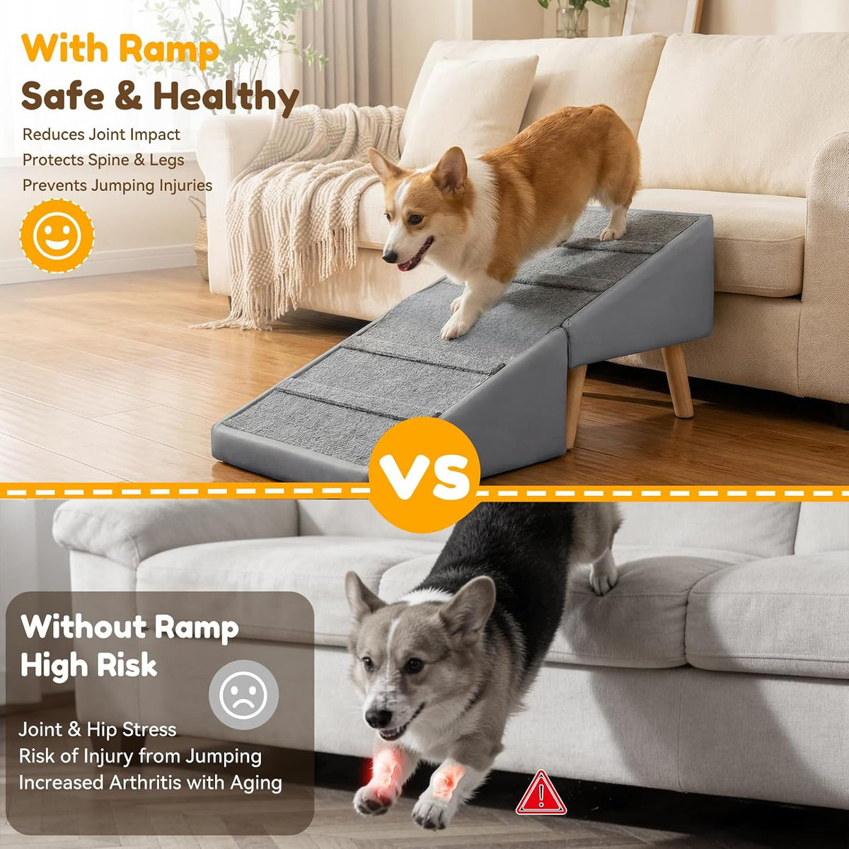 Dog Ramp for Couch, 3-in-1 Ottoman & Pet Stairs for Small Dogs