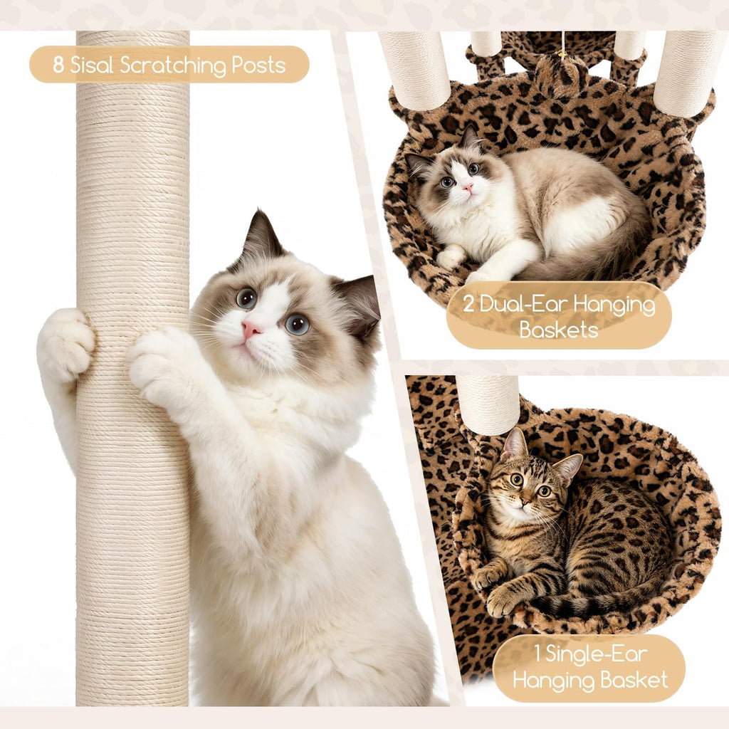 Globlazer 82in Leopard Extra Large Cat Tree for Indoor Large Cats, S82