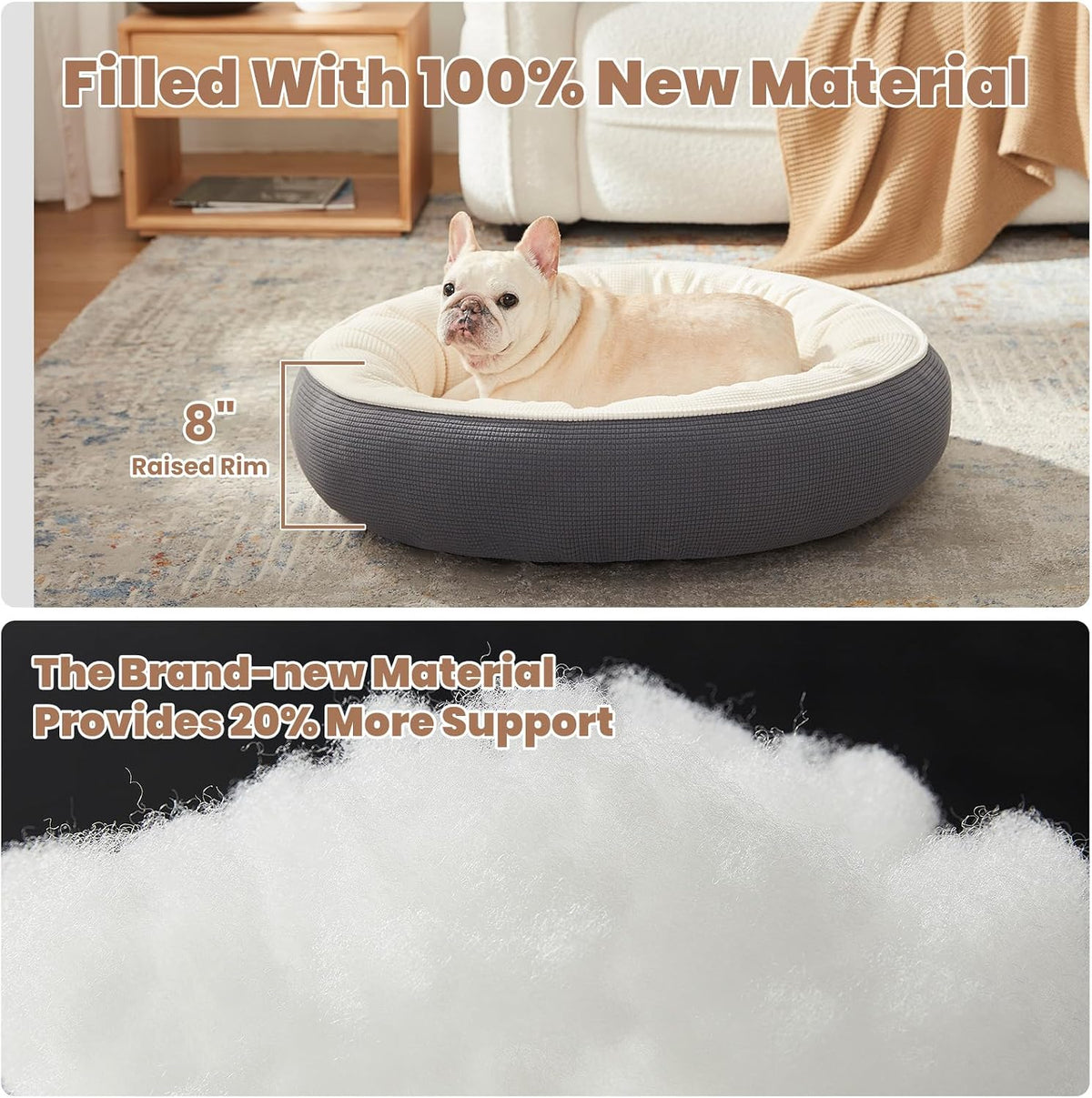 30 inches Soft Touch Fleece Donut Dog Bed for Medium Dogs,Dark Grey