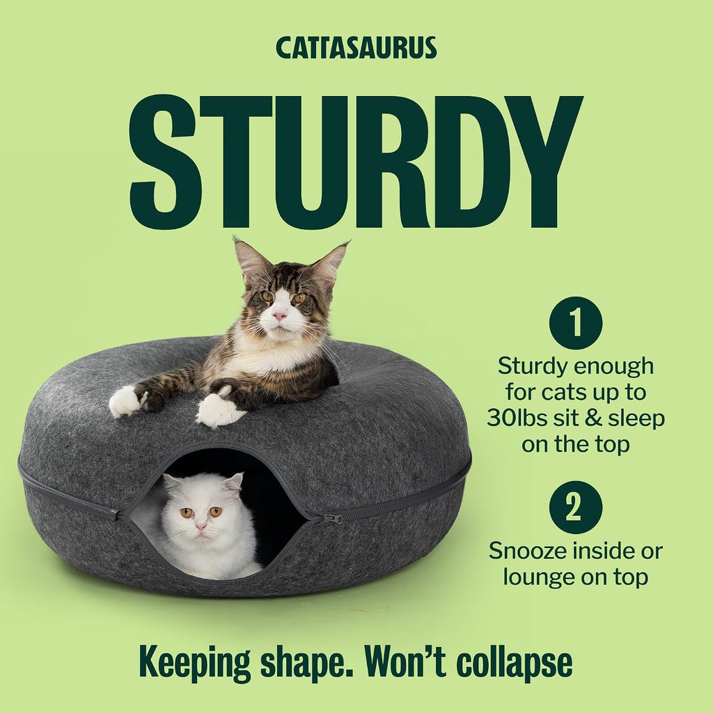 Peekaboo Cat Cave Donut for Multiple & Jumbo Cats up to 45 lbs, Dark Gray