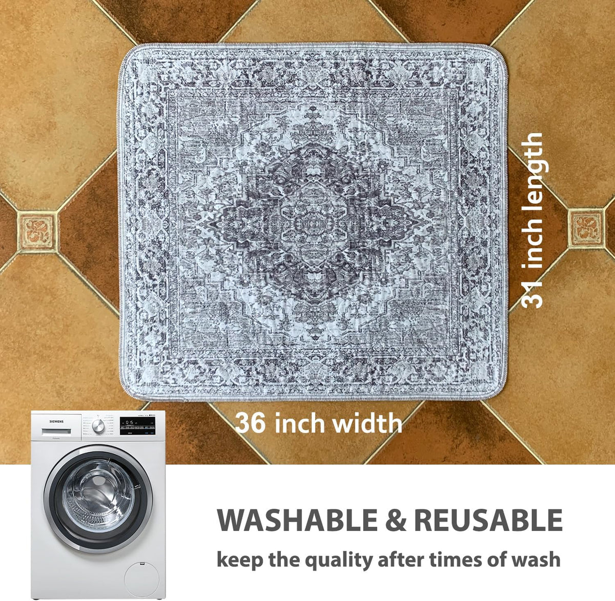 nunubaby Washable Pee Pads for Dogs, Stylish, Non-Slip and Leak-Proof Pee Pads. Reusable Potty Pads for Dogs for Crates and Floors.(Gray/Geo,31" x36" )
