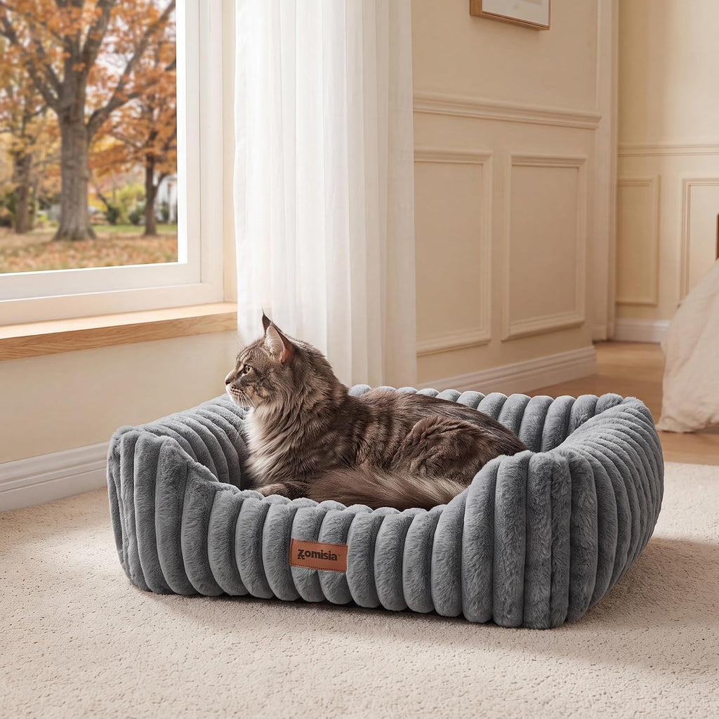 ZOMISIA Orthopedic Large Cat Bed with Removable Washable Cover, 25x21''