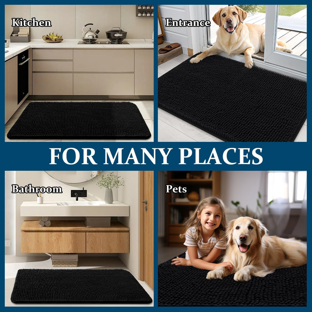 OLANLY Dog Door Mat for Muddy Paws 40x24, Super Absorbent Chenille Mud Mat