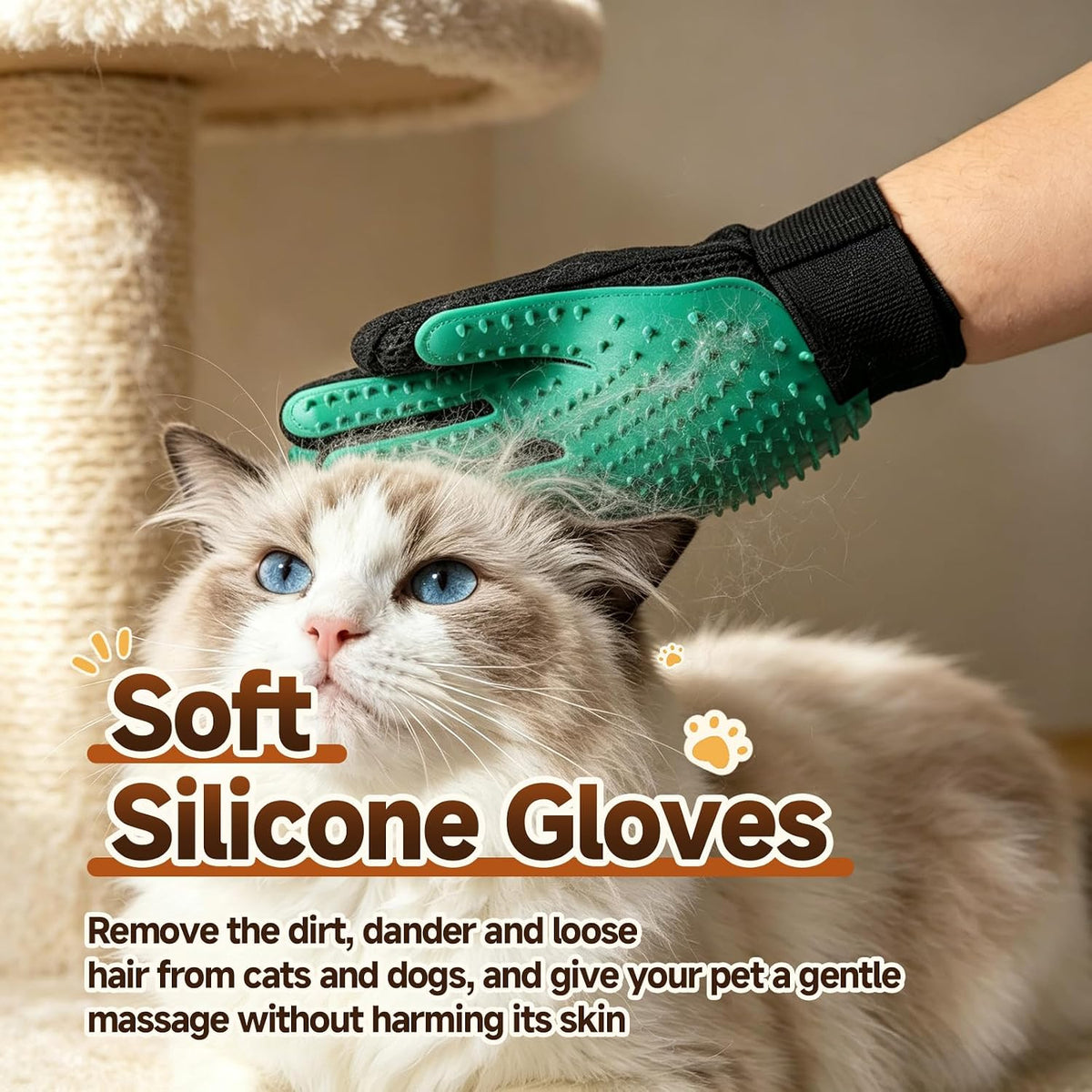 UXIETIN Cat Tree Cleaner,5 Pack with Glove Brush