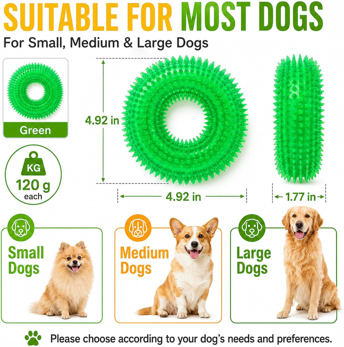 Squeaky Dog Toys for Aggressive Chewers, Floating Donut Ring for Large Dogs