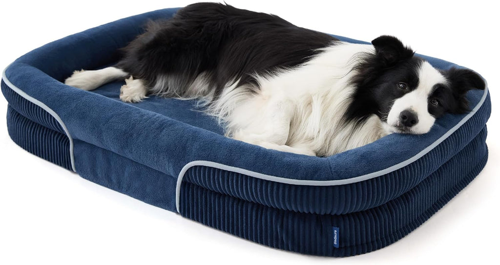 Bedsure XL 360°Oval Bolster Orthopedic Dog Beds Large Sized Dog,42" Blue