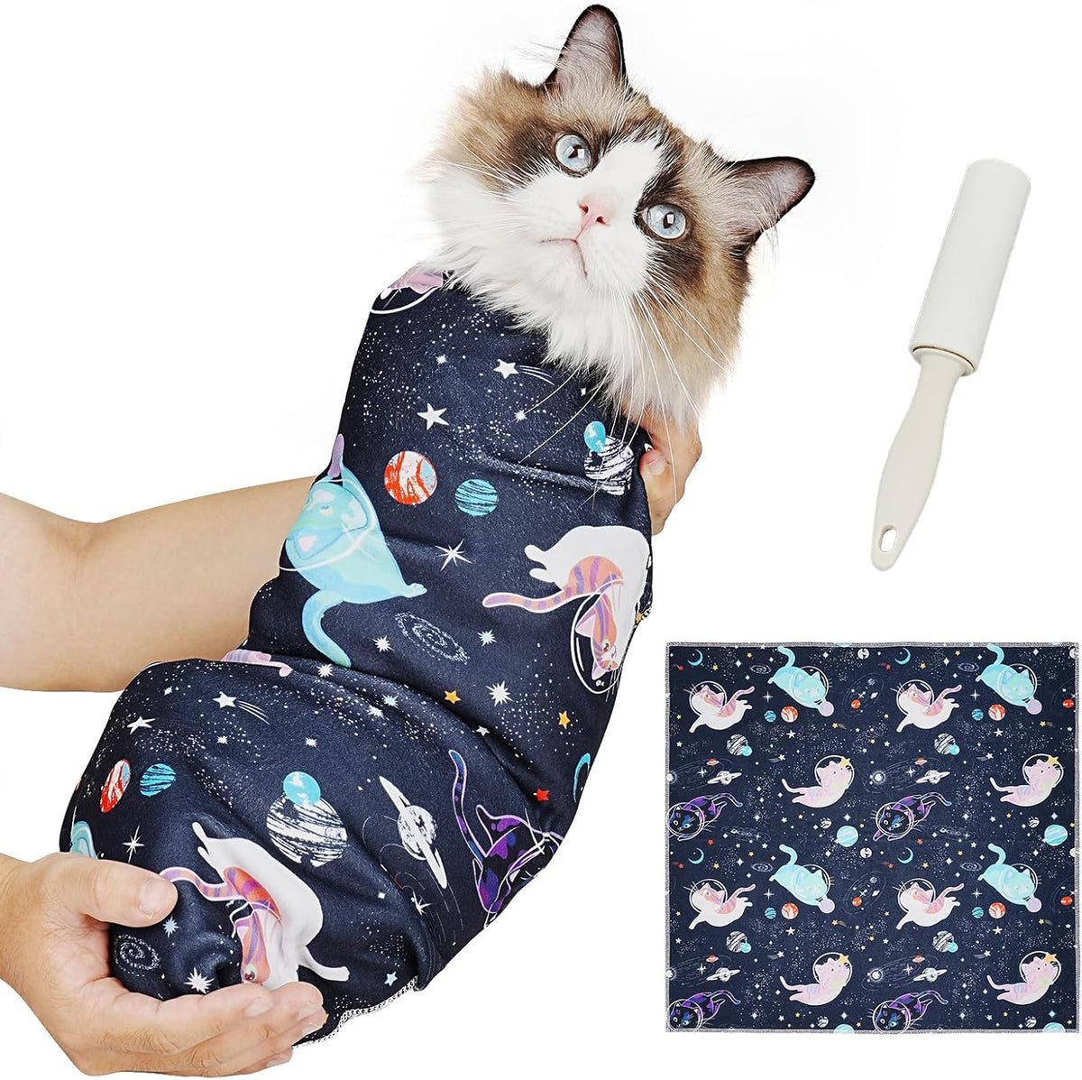 Supet Cat Grooming Wrap for Nail Trimming, Self-Adherent Calm Cat Swaddle