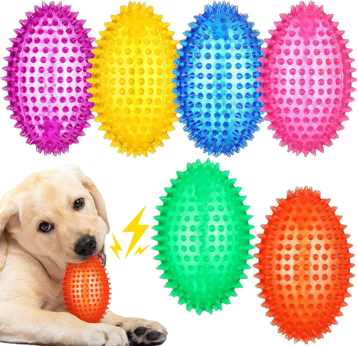 Gemscream 6 Pcs 4.7'' Squeaky Dog Toy Balls for Teething, 6 Colors