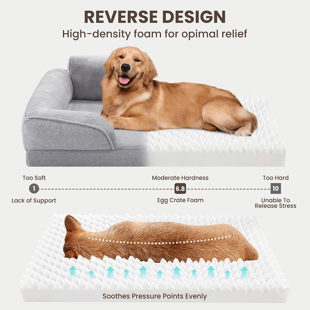 Large Orthopedic Dog Bed for Medium Dogs, Removable Washable, Grey