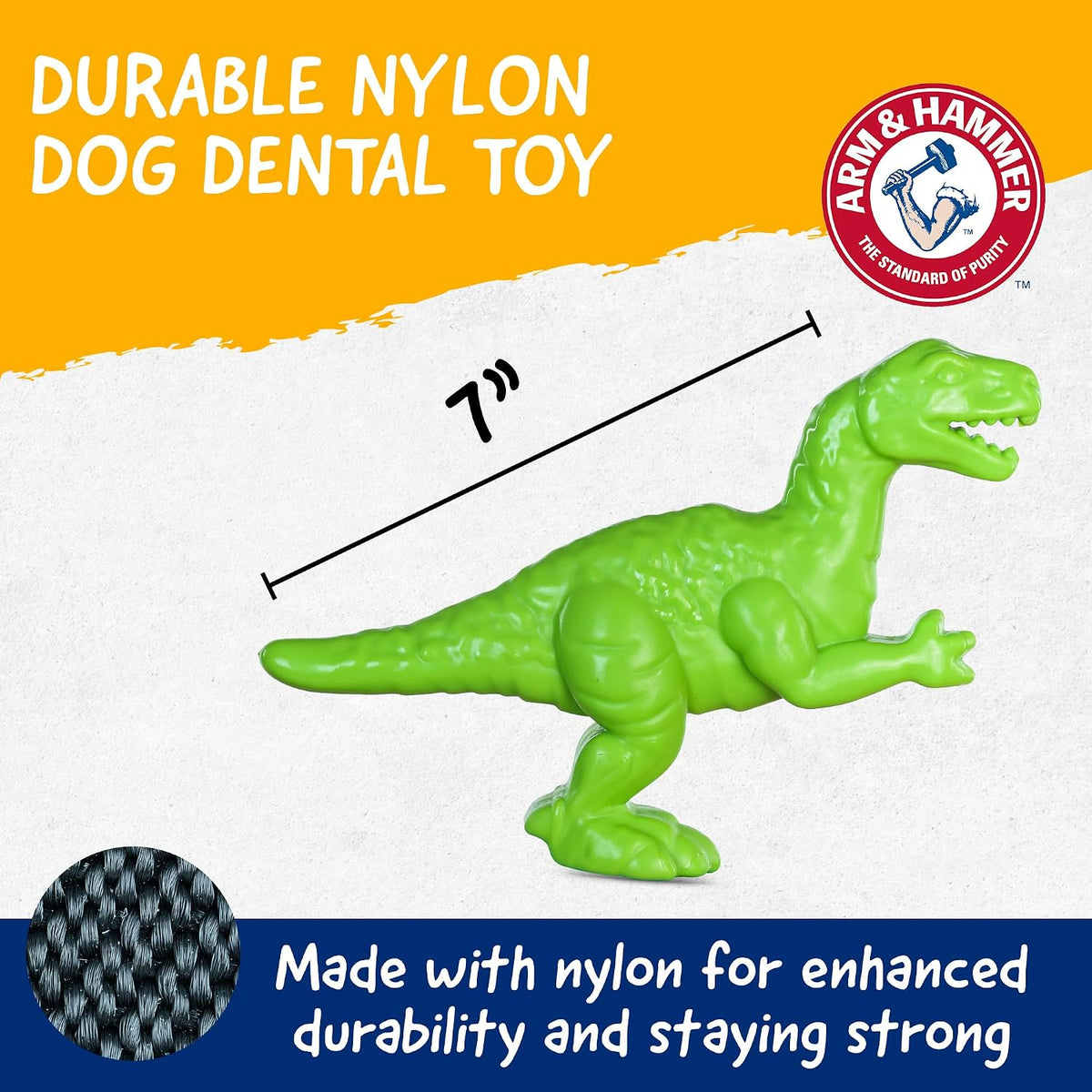 Arm & Hammer Nubbies T-Rex Dog Dental Chew Toy, Mint Flavor, 24-Pack | Nylon construction, baking soda infused, reduces plaque and tartar without brushing, moderate chewers