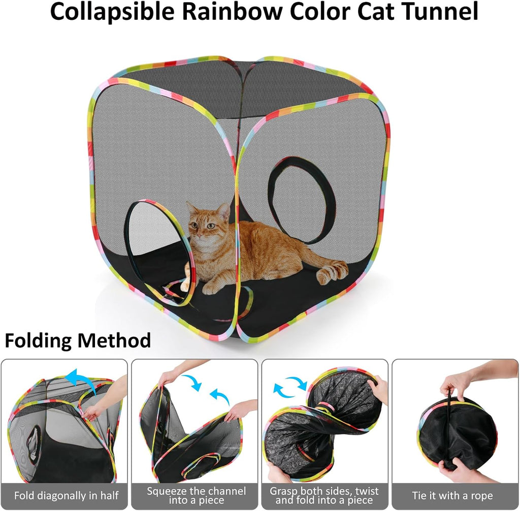 Cat Enclosure, Pop Up Cat Rolling Tent Cube for Outdoor and Indoor