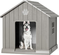 Fancyango Dog House Outdoor Indoor - Waterproof, Ventilated, Easy to Clean, Elevated Floor for Small-Large Dogs, Easy to Assemble (Grey, 37.2" L x 40" W x 40" H)