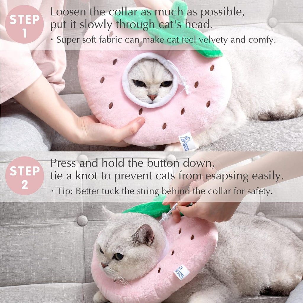 ANWA Adjustable Cat Cone Collar Soft, Cute Cat Donut Collar After Surgery