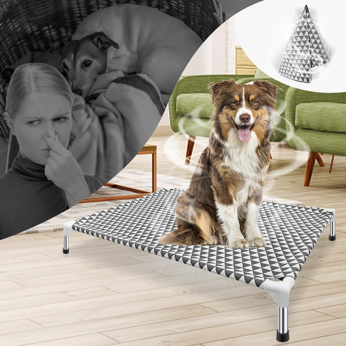 Kuntrust Elevated Outdoor Dog Bed, Large Size, Fits up to 100lbs