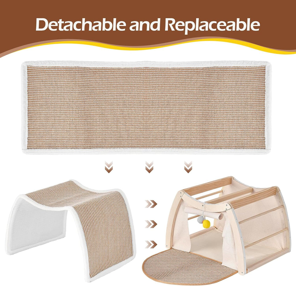 Cat House Indoor, 3-in-1 Wicker Cat Condo Scratcher Cave