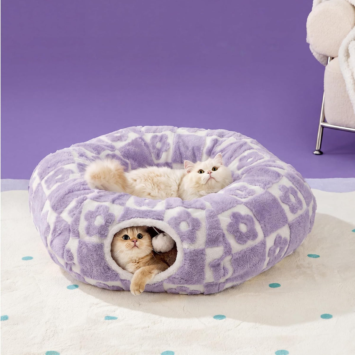 Lesure Donut Cute Jacquard Cat Tunnel Bed Kitten Toys for Puppy Bunny
