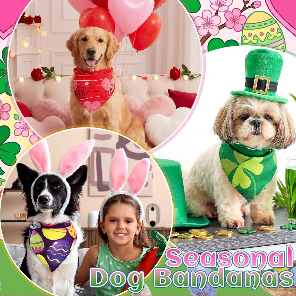 Huhumy 100 Pcs Seasonal Dog Bandanas Easter Bandanas for Medium Large Dogs