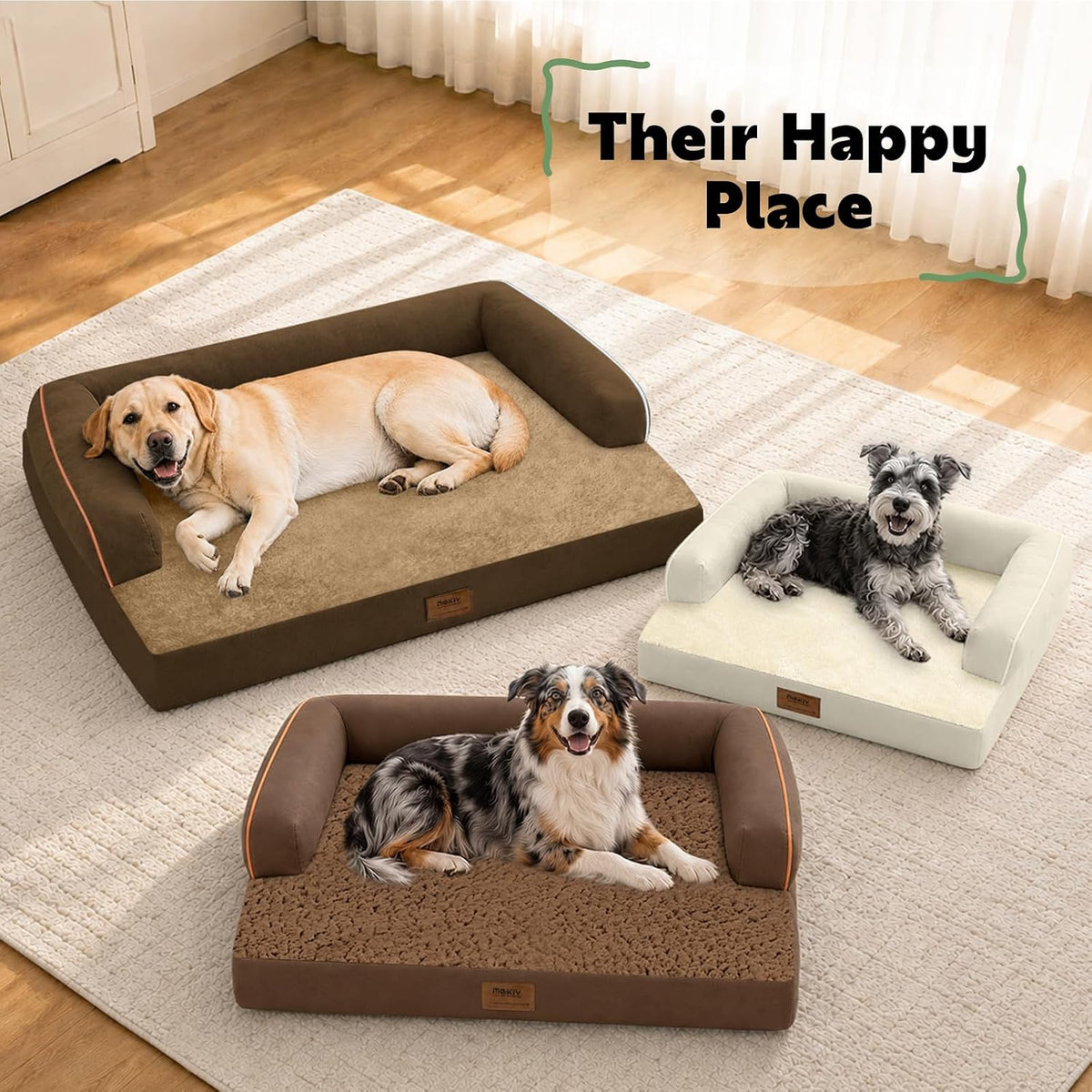 MEKIY Orthopedic Waterproof Jumbo Dog Bed with Bolster for Extra Large Dogs