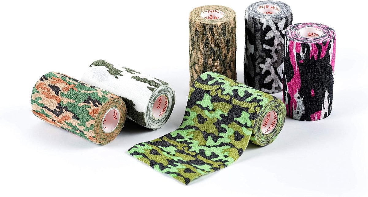 3 Inch Self Adhesive Bandage Wrap - Self-Sticking Vet Wrap - Camo, 12 Pack