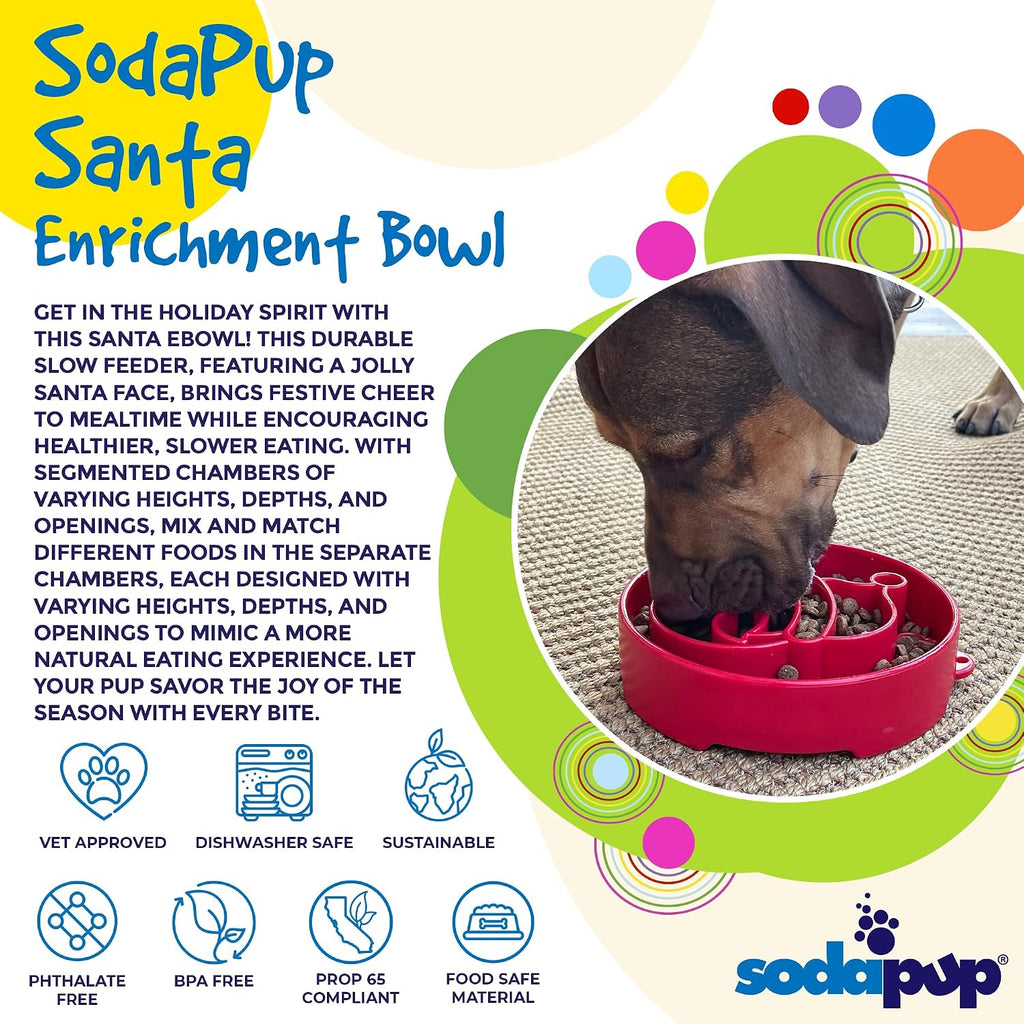 SodaPup Santa Enrichment Bowl – Durable Slow Feeder Bowl Made in USA from Non-Toxic, Pet-Safe, Food Safe Material for Mental Stimulation, Slowing Down Eating, Healthy Digestion, & More