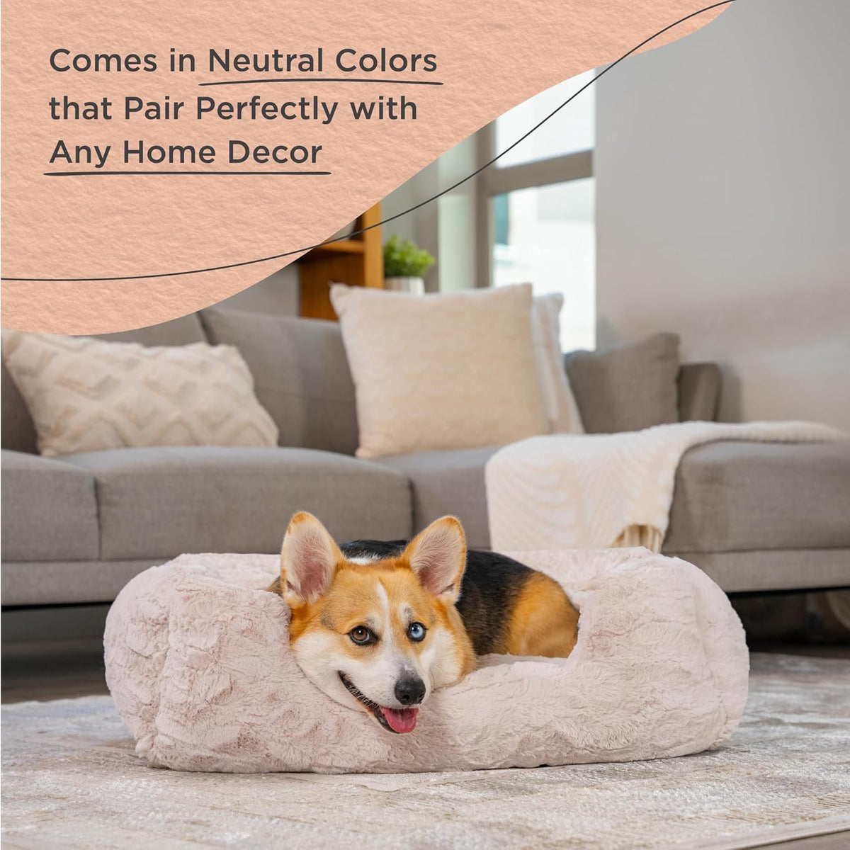 Best Friends by Sheri Lounge Dog Bed, Lux Faux Fur, Oyster, 30" x 20"