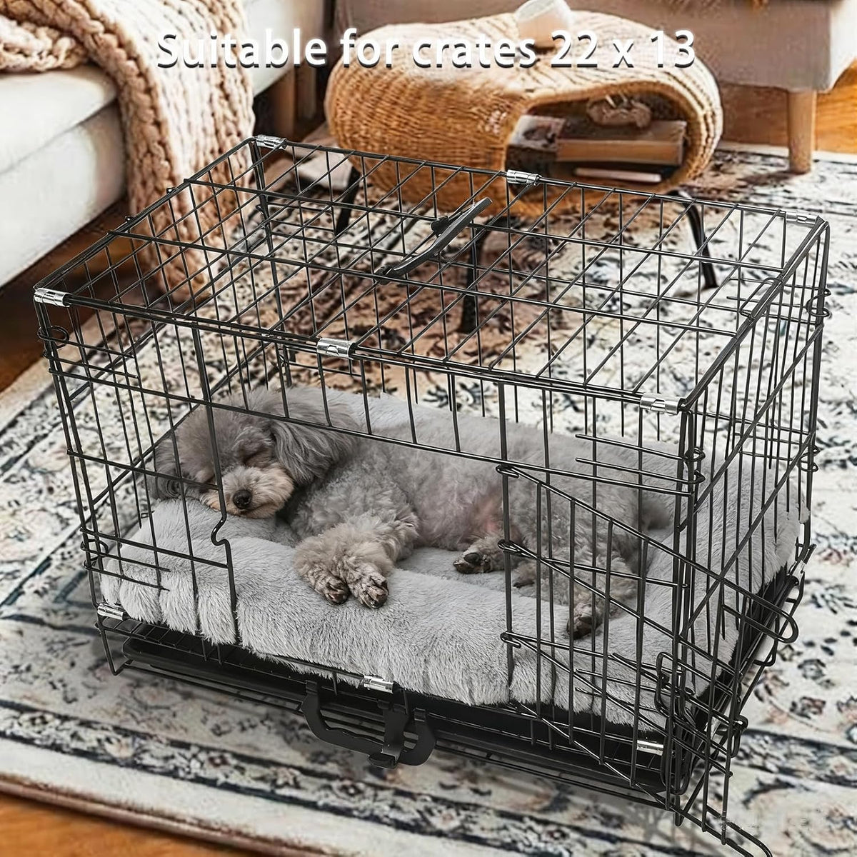 Cat Beds for Indoor Cats Washable Dog Bed Crate pad for Extra Small Dogs Ultra Soft Pet Kennel Pad for Cage Flat Puppy Kitten Cushion Sleeping Mat Anti-Slip Light Grey 22 x 13
