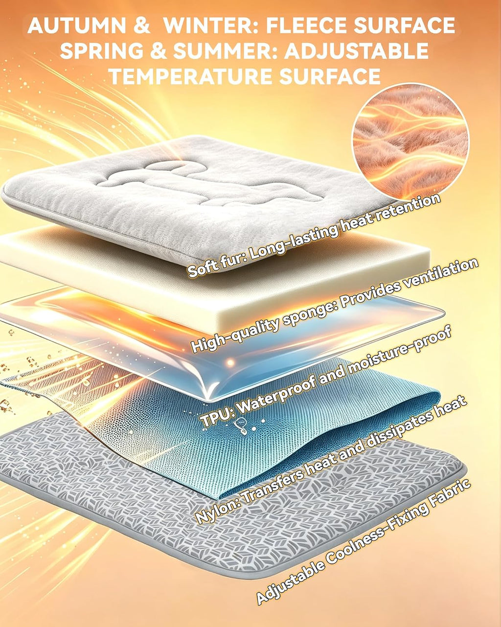 Washable Dog Crate Pad for Small Puppies, Plush Back & Cooling Front Indoor
