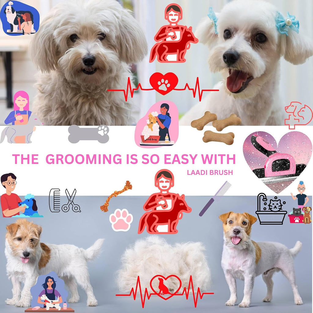 Laadi Deshedding Tool - Reduces Shedding by Up to 95% for Pets' Grooming - Suitable for Dogs, Cats, Horses, and Rabbits