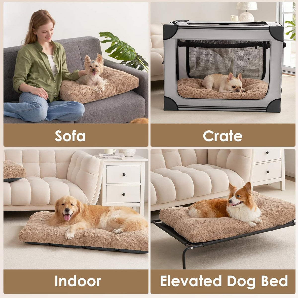 EHEYCIGA Washable Dog Beds Medium Sized Dog, 29x21 Inch Pet Bed, Camel