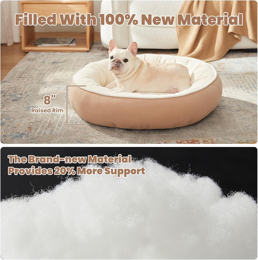 30 inches Soft Touch Fleece Donut Dog Bed for Medium Dogs,Brown