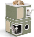 Shikha 2 Story Cat House beds for Indoor Cats with Scratch Pads Green
