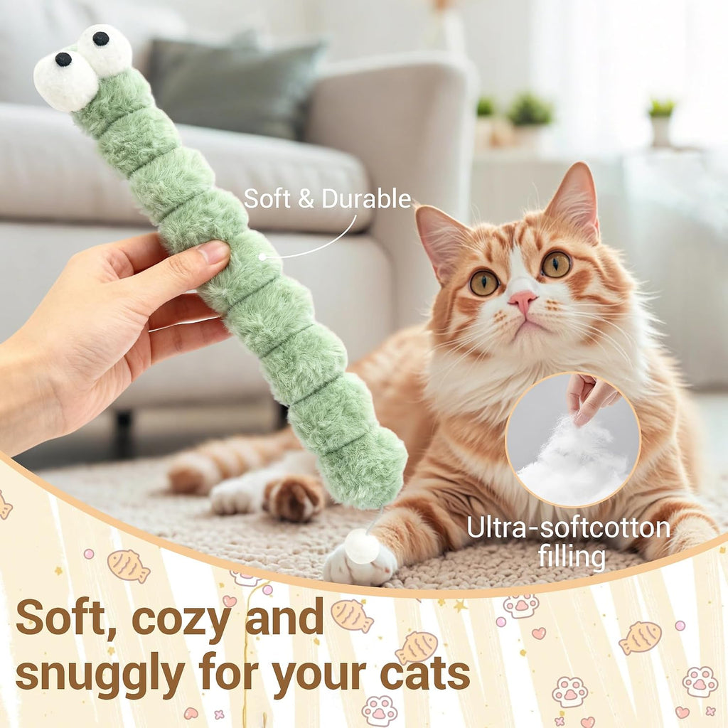 Cat Toys Pillows 3 Pack, 13” Cat Kicker Toys with Catnip Inside, Durable Interactive Cat Toys for Indoor Cats, Soft Kick Sticks for Exercise & Play
