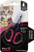 Cat Nail Clippers by Pet Republique – Professional Stainless-Steel Nail Clipper for Cats, Kittens, Hamster, Rabbits, Birds, & Small Breed Animals Claw Trimmer (Black+Pink)