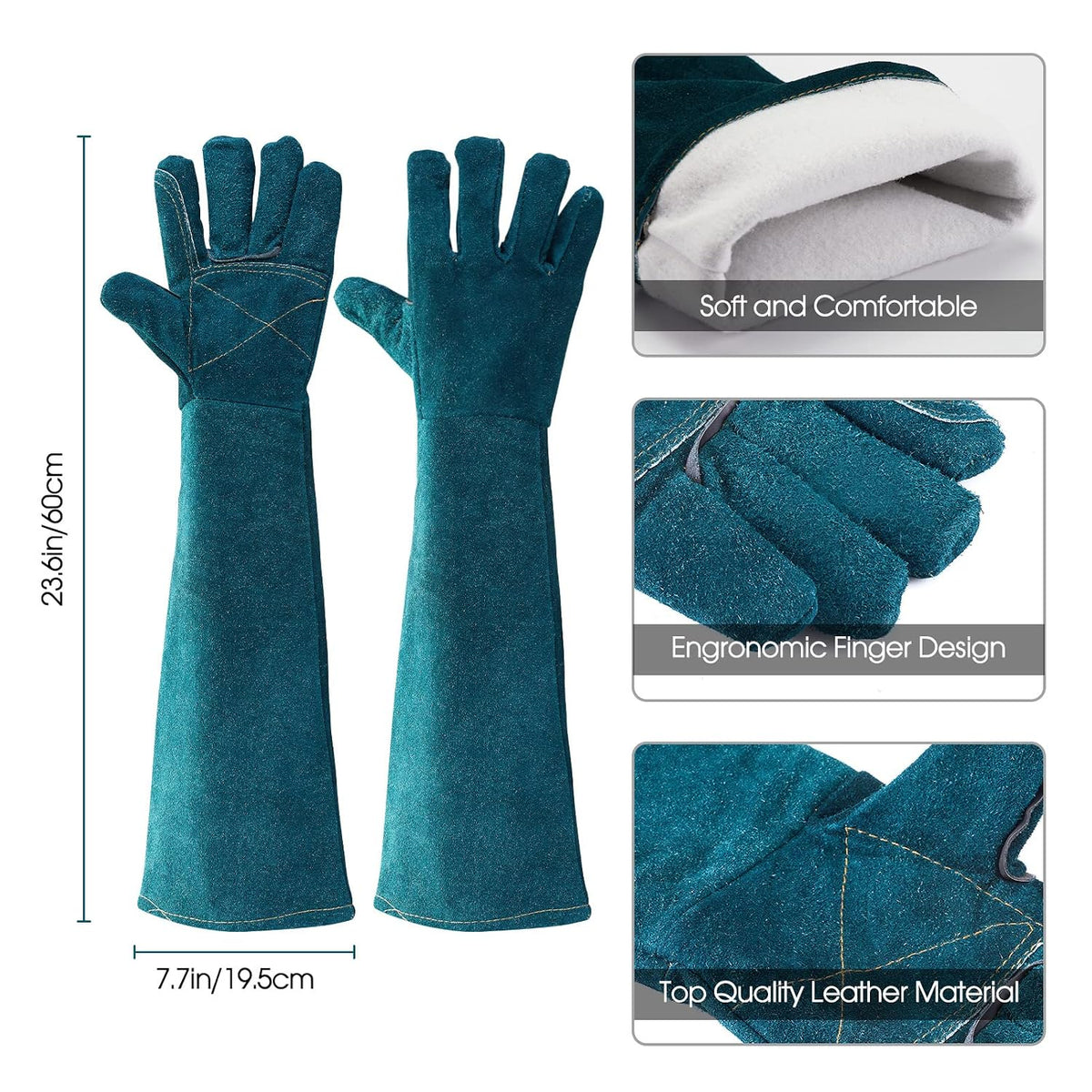 AOWPFVV Animal Handling Gloves Bite Proof for Dogs,Cats, 23.6in Large