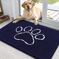 OLANLY Dog Door Mat for Muddy Paws 35x24, Paw Print Design Chenille Mud Mat