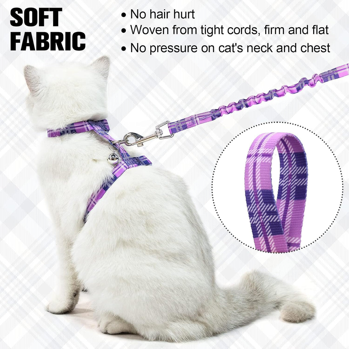 BEAUTYZOO Cat Harness and Leash Set, Escape Proof for Walking Travel Purple