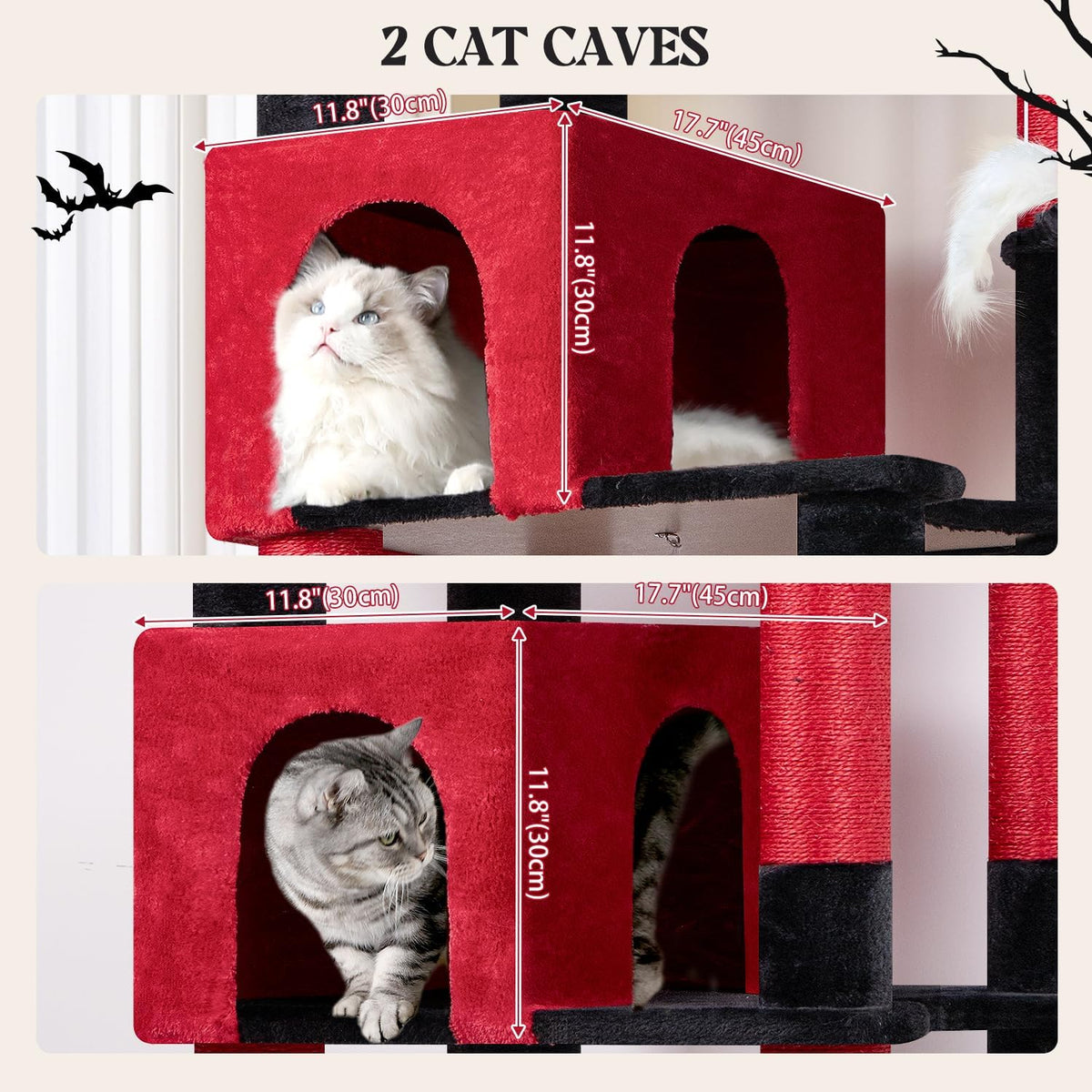 Globlazer Sturdy Extra Large Gothic Cat Tower for Indoor Cats, S81C, Goth