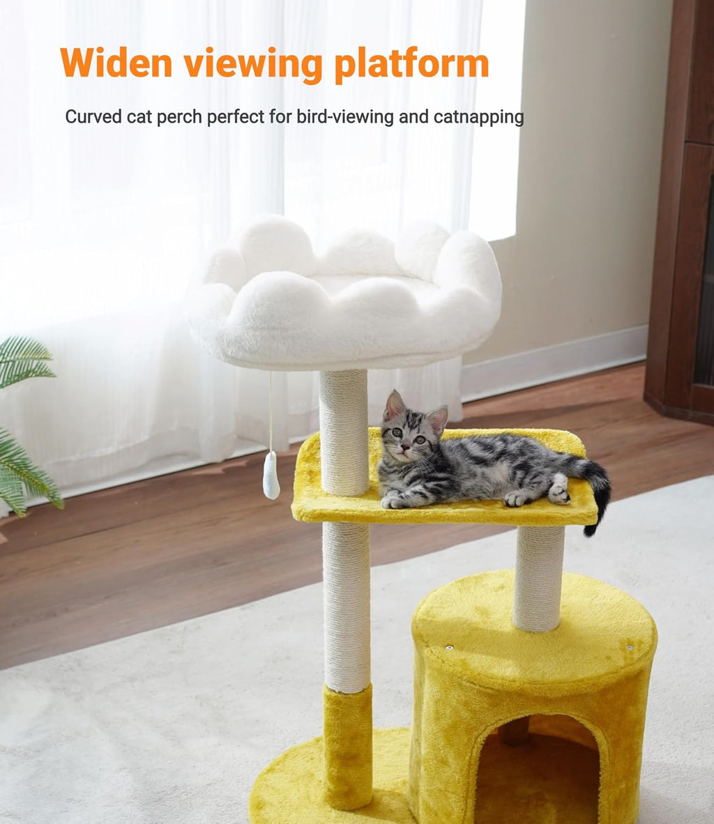 Happi N Pets 33" Cloud Cat Tree Tower, Cozy Bed & Large Condo for All Cats
