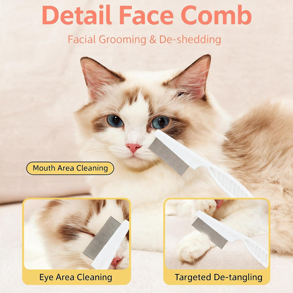 3PCS Cat & Dog Grooming Kit,Bath Brush,Nail Clipper,Flea Comb(Pink)