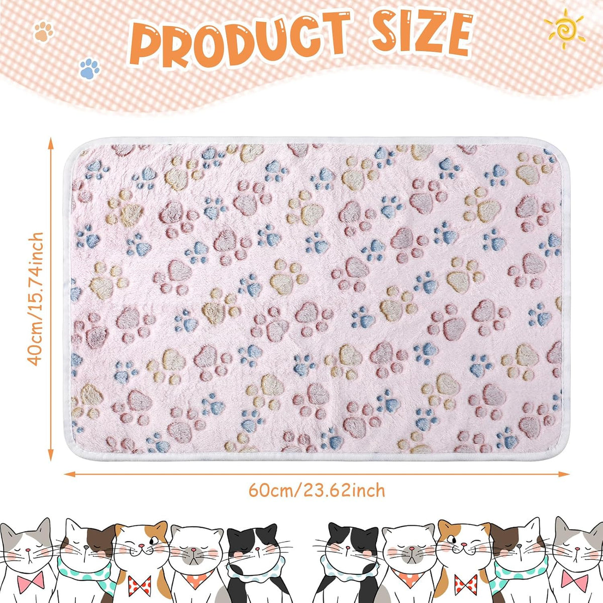 Tatuo 4 Pcs Fleece Dog Blankets for Puppy Cat, Beige, 24 x 16 in, Paw