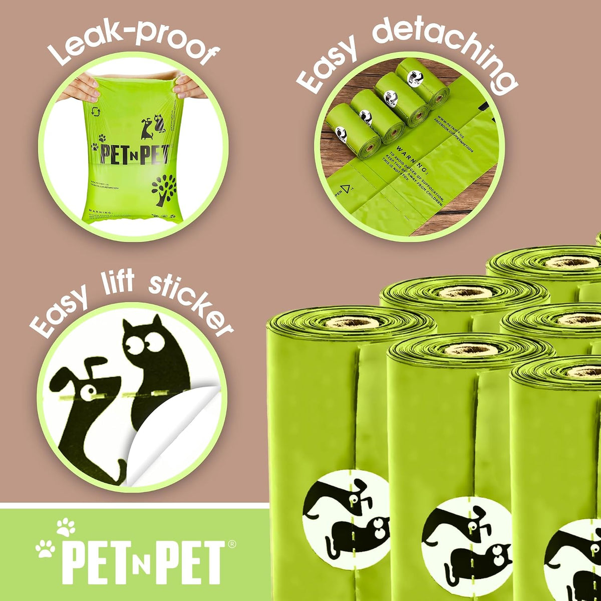 Pet N Pet Poop Bags For Dogs, 120 Counts Plant Based Dog Poop Bags Rolls, Thick Doggie Poo Bag, 100% Leak-proof, Easy to Use Pet Waste Bag