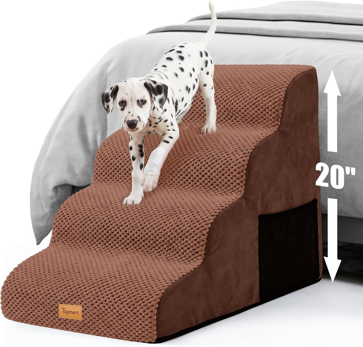 Topmart High Density Foam Dog Steps 4 Tiers, Extra Wide Deep Pet Steps