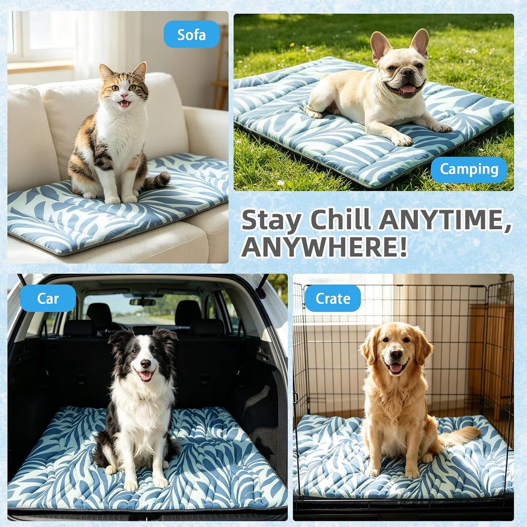 Dog Cooling Mat Extra Large, Q-Max>0.5 Double-Sided Thickened Breathable Cooling Pet Pad for Dogs Cats, 48*28in Washable&Portable Outdoor Dog Bed Kennel Waterproof Bottom for Sofa Crate Playpen Indoor