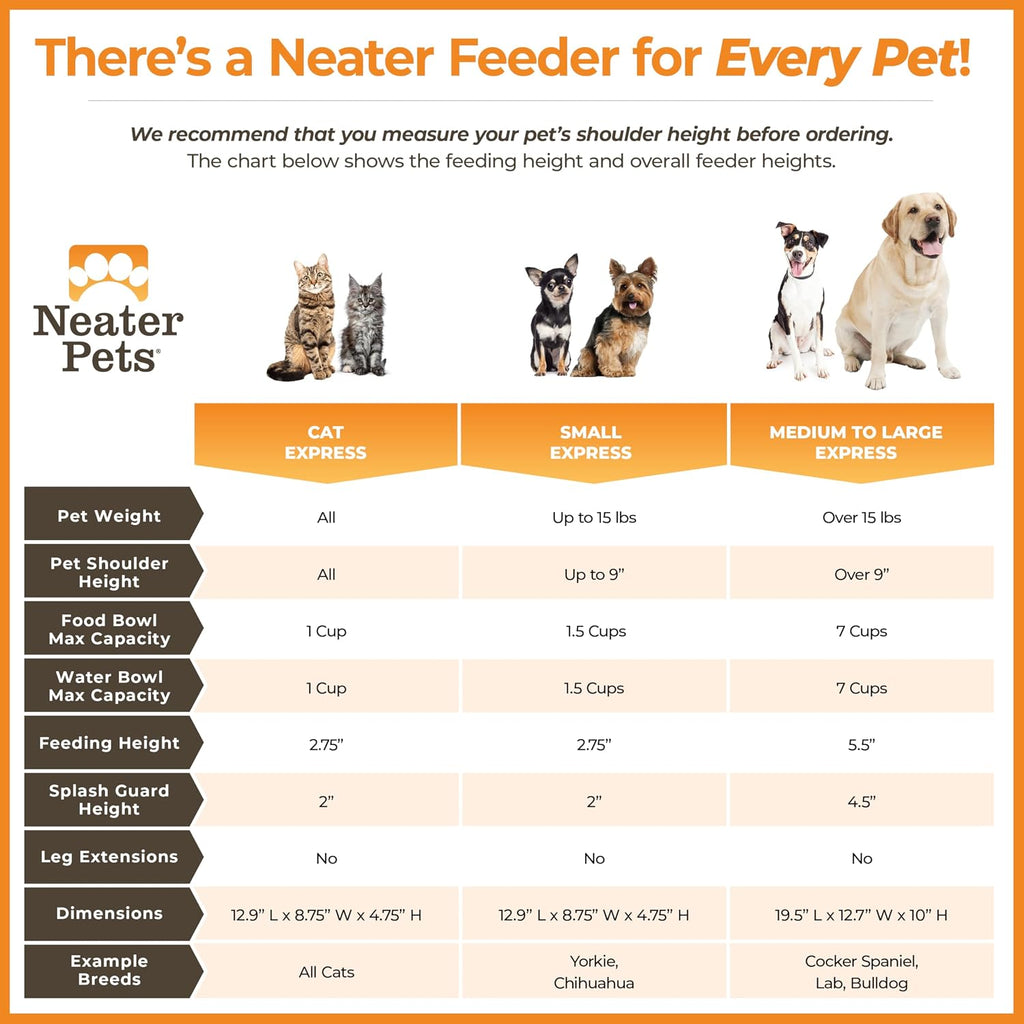 Neater Feeder Express Mess Proof Cat Bowls Elevated, No Spill Feeding Station, Stainless Steel Dishes for Food and Water, Raised Bowls for Indoor Cats, No Fatigue Whisker Friendly Dish, Cappuccino 