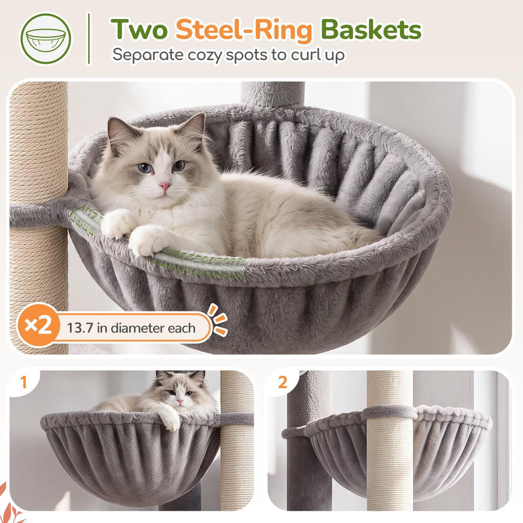 Globlazer Heavy Duty Cat Tree for Large Cats, 25.5in Wide Top Perch, S52F