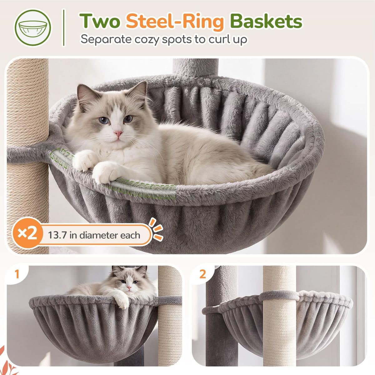 Globlazer Heavy Duty Cat Tree for Large Cats, 25.5in Wide Top Perch, S52F